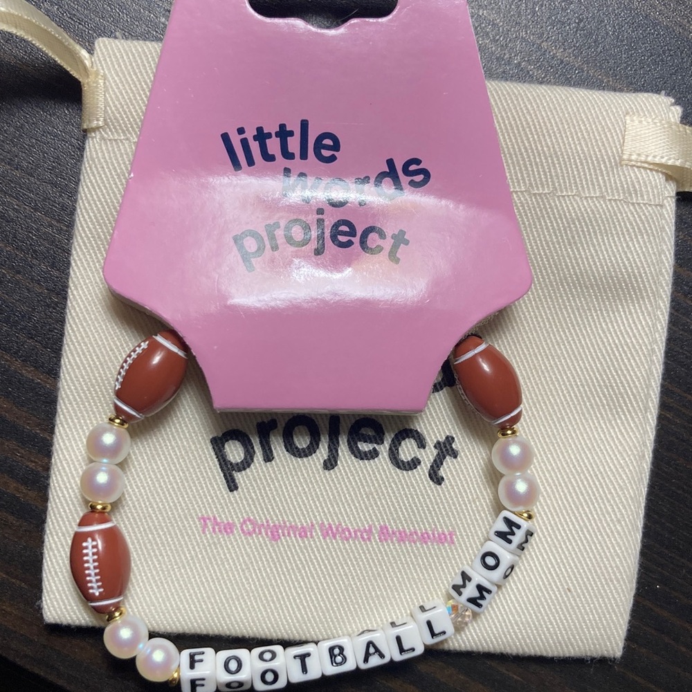 Little Words Project Football Mom Bracelet - Brown and White
